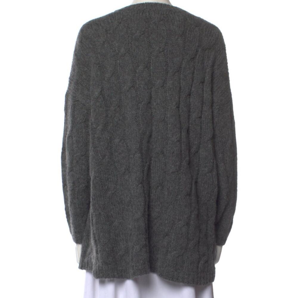 Jarbo Rinnova Charcoal Gray Soft Baby Alpaca Cableknit Tunic Sweater S $548 - Picture 5 of 10
